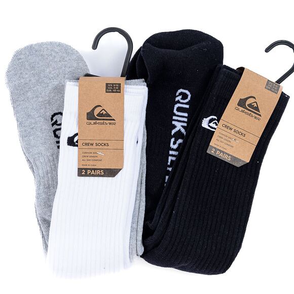 2 Paar Socken Quiksilver Basic Crew Socks White/Grey