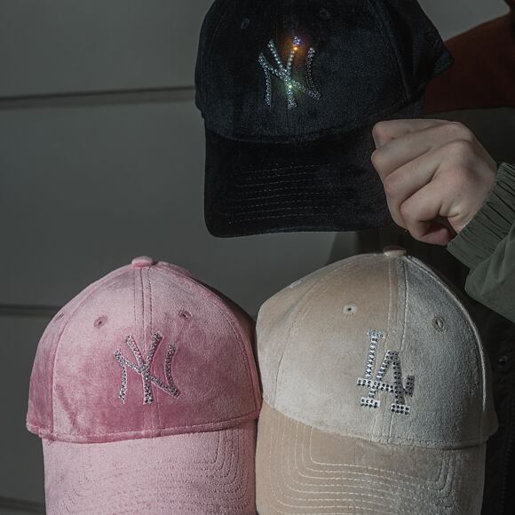 Damen Kappe New Era - 9FORTY Womens MLB Velour Diamante - NY Yankees - Pink