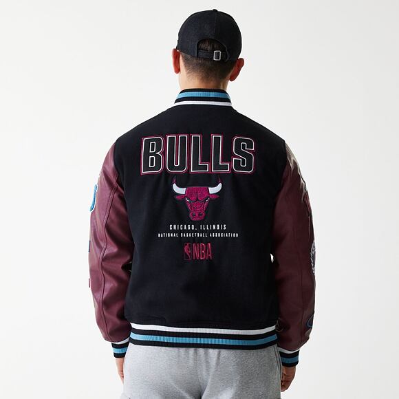 Jacke New Era - NBA Patch Varsity Jacket - Chicago Bulls - Black