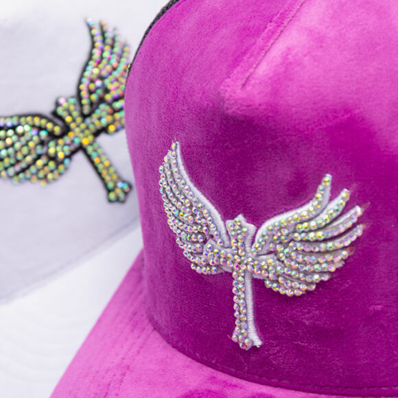 Kappe Reflection Luxury Samt Strasssteine Traube Lila