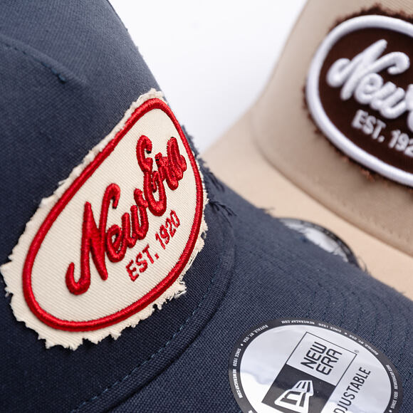 Kappe New Era - Branded Oval Canvas Distress 9FORTY Trucker - Navy