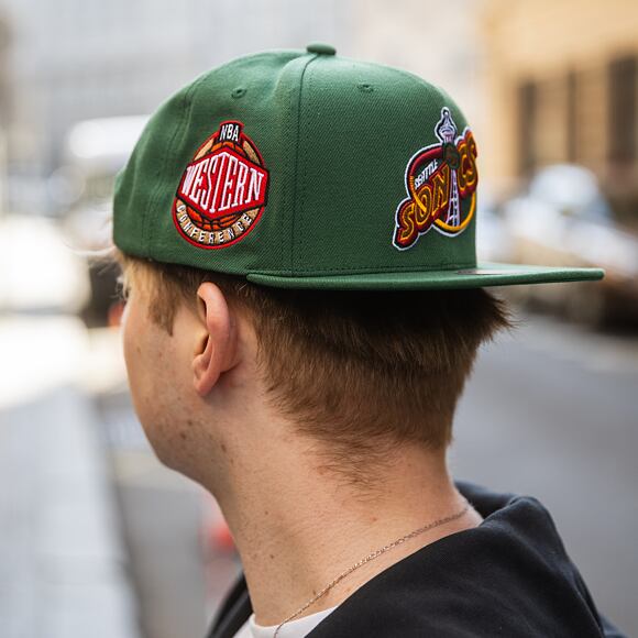 Cap Mitchell & Ness NBA Conference Patch Snapback HWC Seattle Supersonics Grün