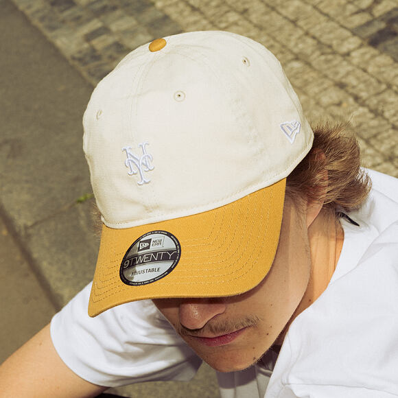 Kappe New Era - MLB Mini Logo Washed Contrast 9TWENTY - NY Mets - Cream / Dusted Ochre