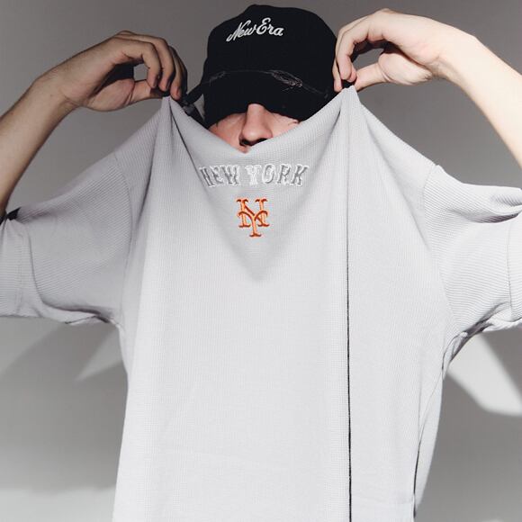 T-Shirt New Era - MLB Waffle Box Tee - NY Mets - Grey