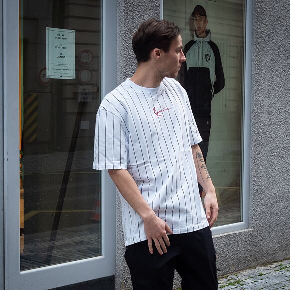 T-Shirt Karl Kani - Small Signature Pinstripe Tee - White/Black
