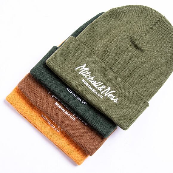 Mütze Mitchell & Ness Branded Pinscript Cuff Knit Dark Green