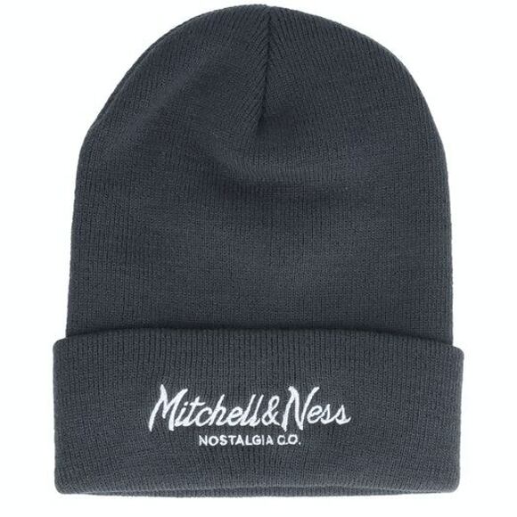 Mütze Mitchell & Ness Branded Pinscript Cuff Knit Charcoal