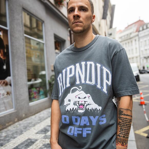 T-Shirt Rip N Dip - White Panther Tee - Charcoal