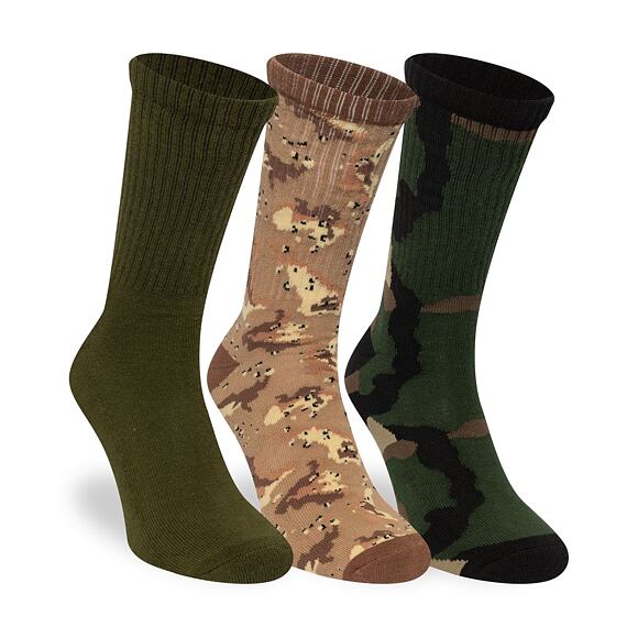 Socken New Era - Camo Crew Socks 3pk - Olive