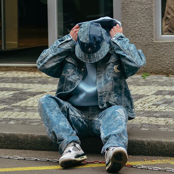 Jacke Karl Kani - Og K Distress Camo Os Denim Jacket - medium blue