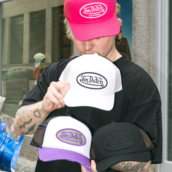 Kappe Von Dutch - Trucker - Classic Logo White/Distressed Purple Denim