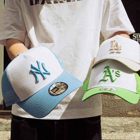 Kappe New Era - MLB Essential 9FORTY A-Frame Trucker - Oakland Athletics - Green / White