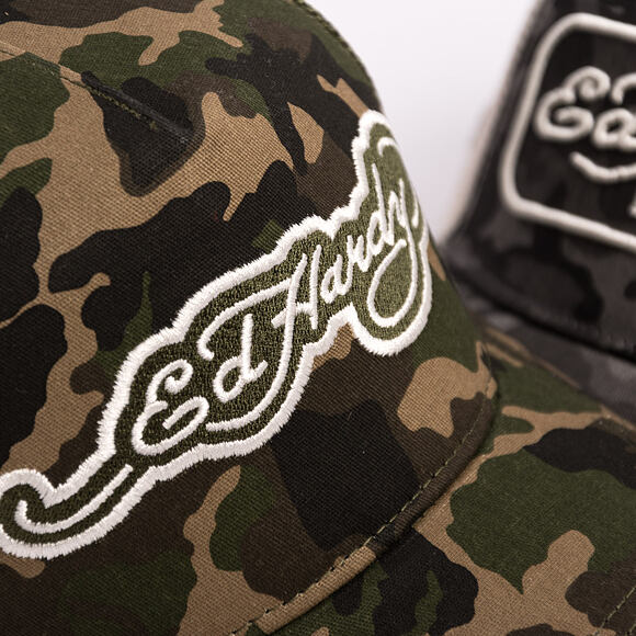 Kappe Ed Hardy - Embroidery Applique Cord 5 Panel Trucker Cap