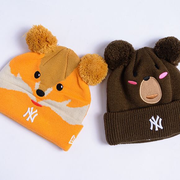 Kinder Mütze New Era - Medium Knit Animal Pom Beanie - NY Yankees - Rust