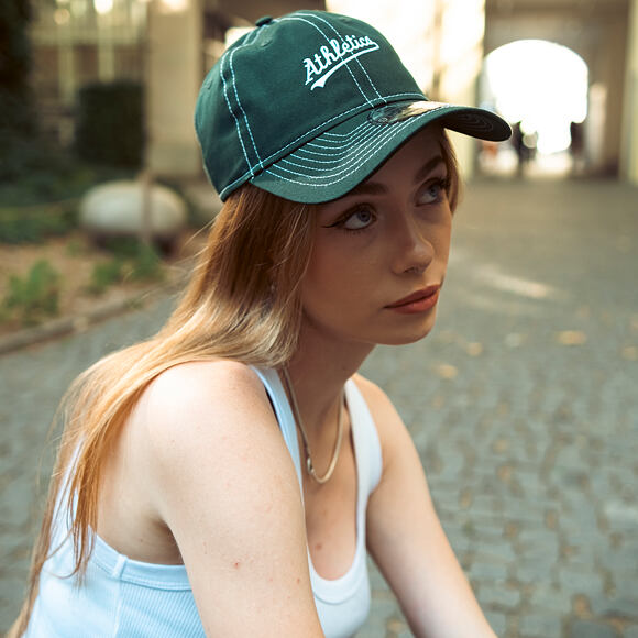 Kappe New Era - MLB Contrast Stitch 9TWENTY - Oakland Athletics - Dark Green / White