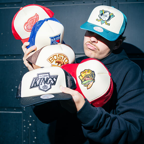 Kappe Mitchell & Ness - NHL Vintage Block Trucker - Detroit Red Wings - Cream