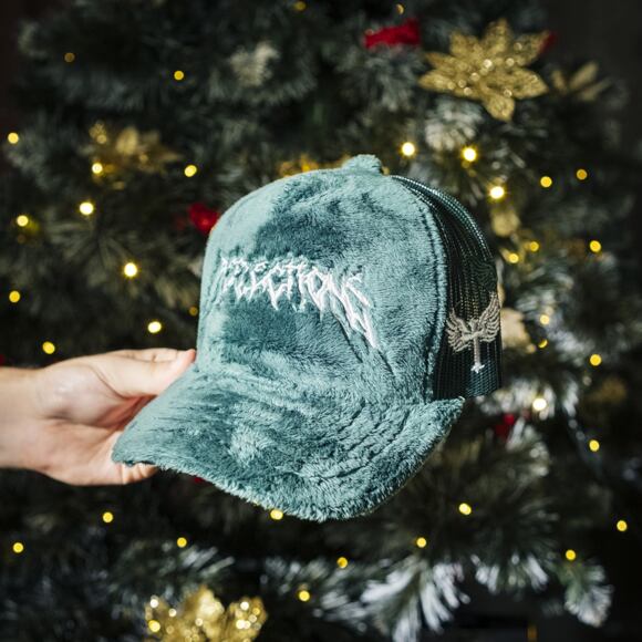 Kappe Reflection Luxury Fuzzy Trucker - Bottle Green/ White