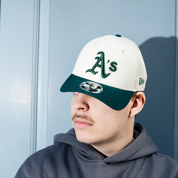Kappe New Era - MLB Colorblock 9FORTY M-CROWN - Oakland Athletics - Cream