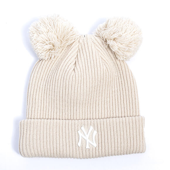 Damen Mütze New Era - MLB Double Pom Beanie - NY Yankees - Stone