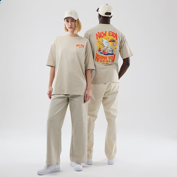 T-Shirt New Era - Branded Food Character Oversized Tee - Stone
