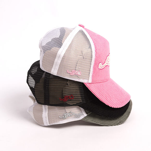 Kappe Ed Hardy - Embroidery Applique Cord 5 Panel Trucker Cap - Hot Pink