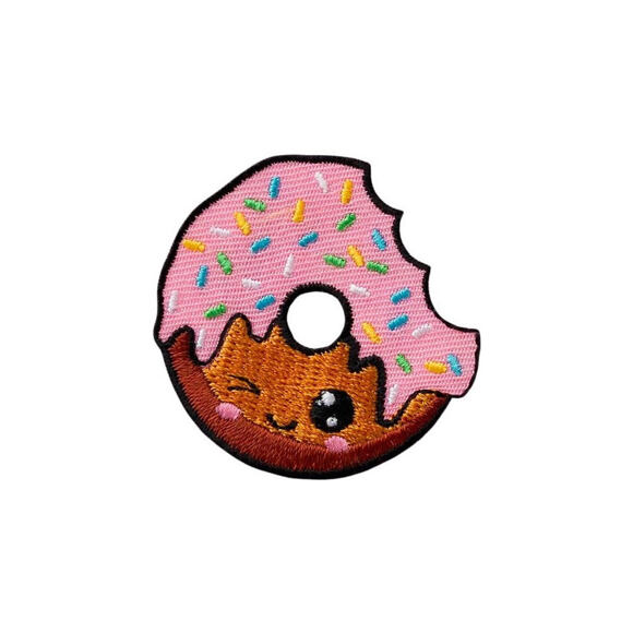 Bügelbild Monoquick - Donut s růžovou polevou 4,5 x 4,5 cm