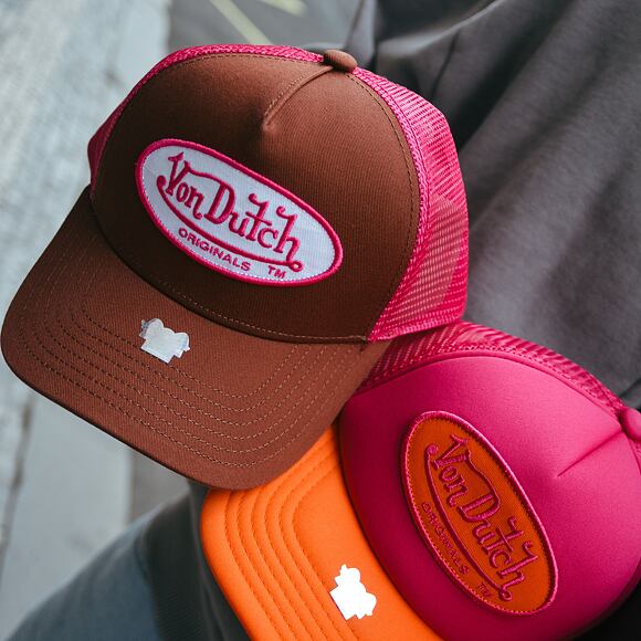 Kappe Von Dutch Trucker Boston - Cotton Twill - Brown/Pink