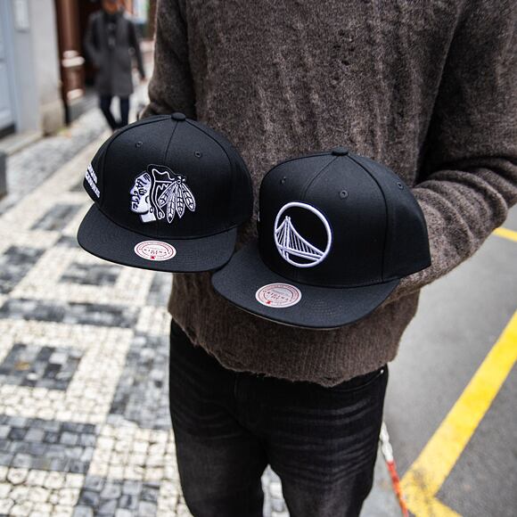 Kappe Mitchell & Ness - Evergreen Black/White Snapback - Golden State Warriors - Black