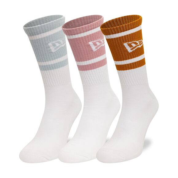 Socken New Era - Stripe Crew 3Pack - White