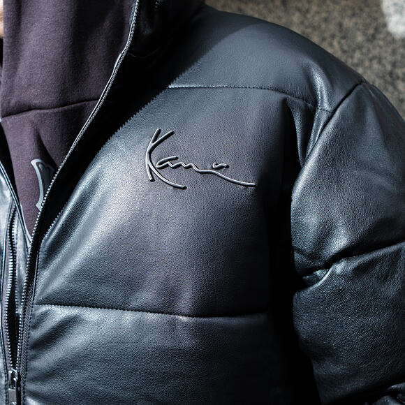 Jacke Karl Kani - Metal Signature Pu Leather Puffer Jacket - Black
