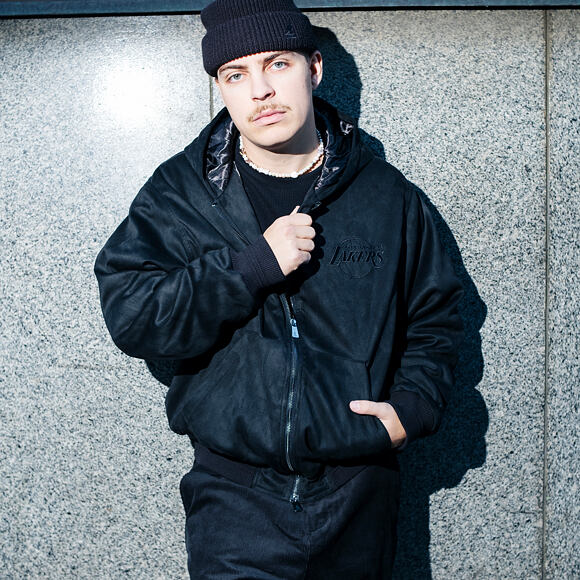 Jacke New Era - NBA Suede Hooded Jacket - LA LAkers - Black