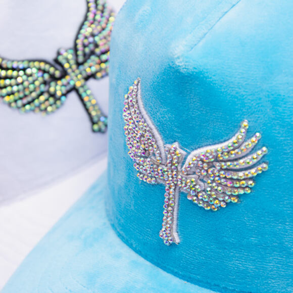 Kappe Reflection Luxus Samt Strasssteine Baby Blau