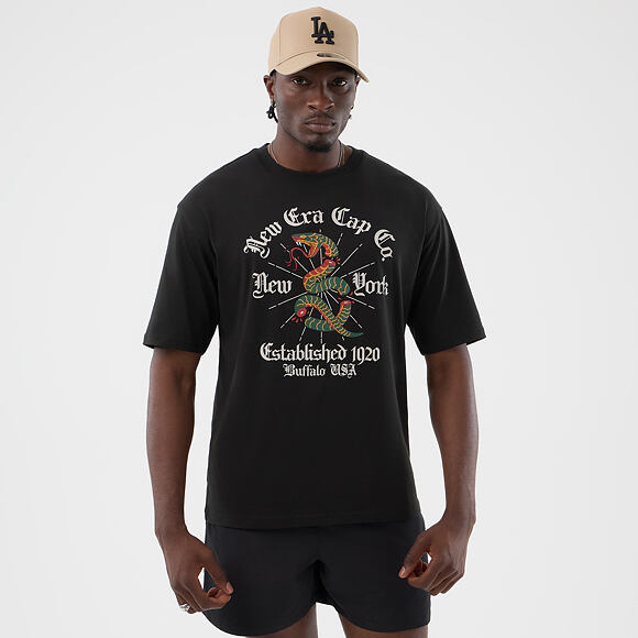 T-Shirt New Era - Branded Oversized Graphic Tee - Black