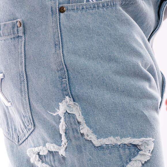 Jeans Karl Kani OG Baggy Five Pocket Paintsplatter Denim Gebleicht Blau/Weiß