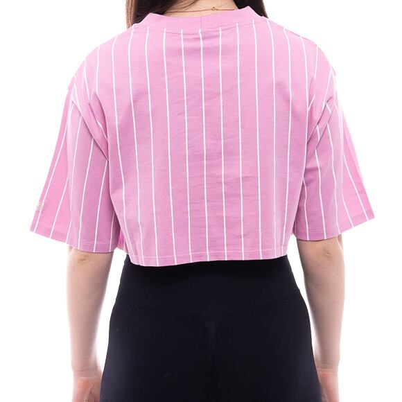 Damen T-Shirt New Era Pinstripe Crop Tee - Fondant Pink / Off White