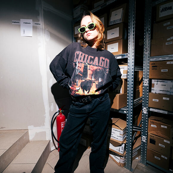 Pullover New Era - NBA Washed Graphic Crewneck - Chicago Bulls - Black