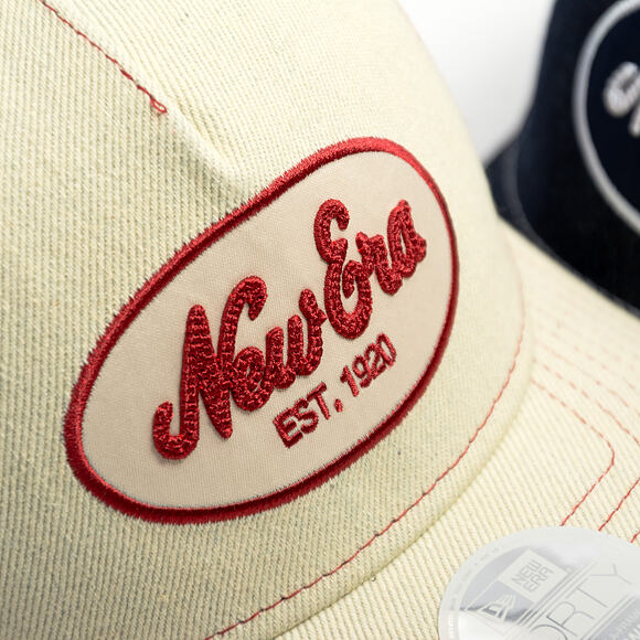 Damen Kappe New Era - Branded Denim Oval Logo 9FORTY M-CROWN A-Frame Trucker - Cream