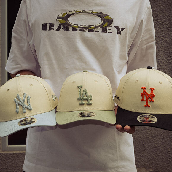 Kappe New Era - MLB Side Script 9FORTY M-CROWN - NY Mets - Cream / Black