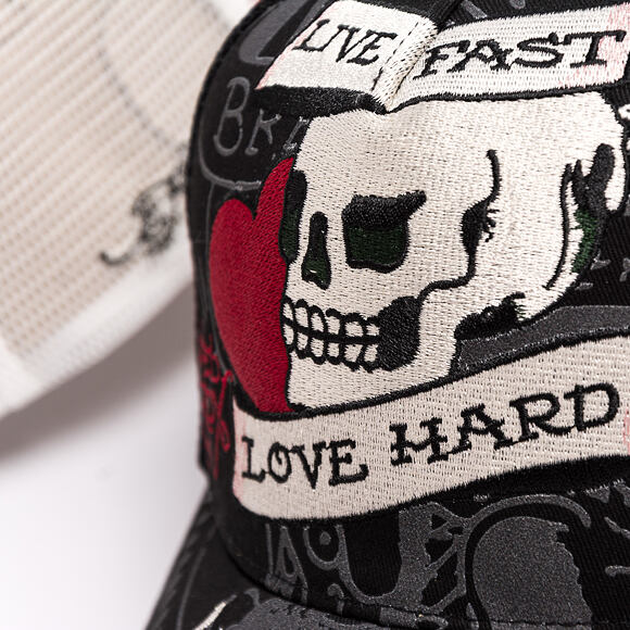 Kappe Ed Hardy - Unisex Live Fast Love Hard 5 Panel Trucker Cap - Black