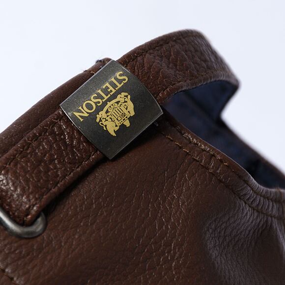 Schirmmütze Stetson Trucker Cap Lamb Nappa Harris Tweed Braun Messing