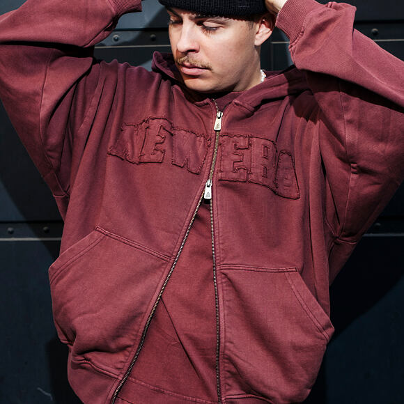 Pullover New Era - Branded Washed Full-Zip Hoody - Burgundy