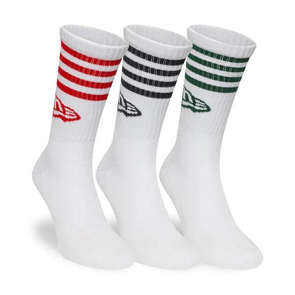 Socken New Era - Stripe Crew Socks 3pk - White