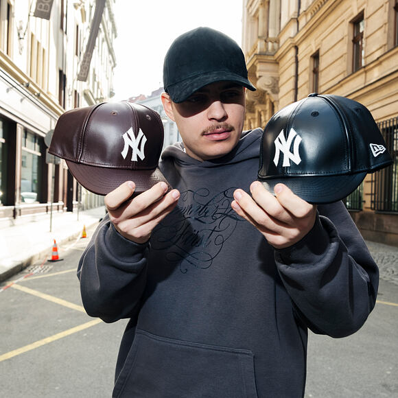 Kappe New Era - MLB IMAGE DROP - Leather 9FORTY M-CROWN - NY Yankees - Black