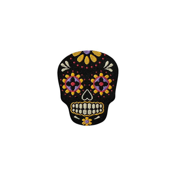 Bügelbild Monoquick - Lebka Los Muertos černo-žlutá 3,6 x 3 cm