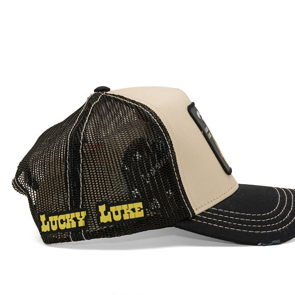 Kappe Capslab - Lucky Luke Trucker - Gun Twirl Distressed Patch - Cream / Black