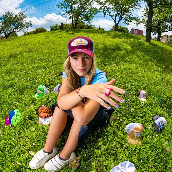 Kappe Von Dutch Boston Trucker Baumwoll-Twill Lila/Hellblau