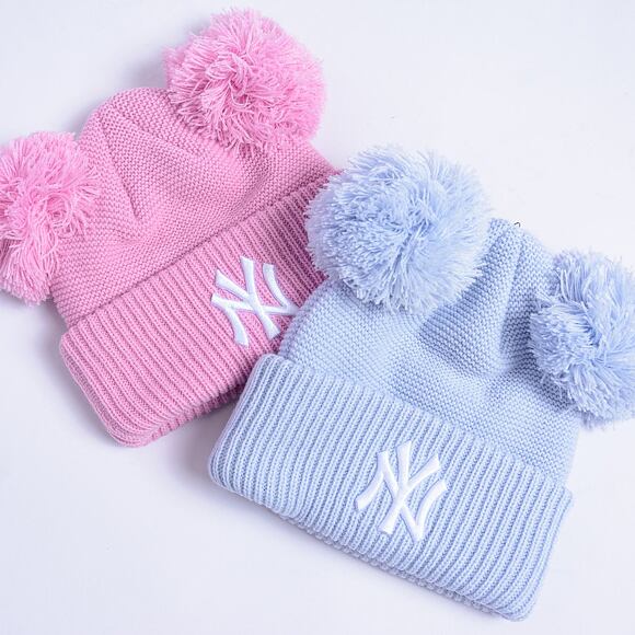 Kinder Mütze New Era - Medium Knit Double Pom Beanie - NY Yankees - Pastel Blue