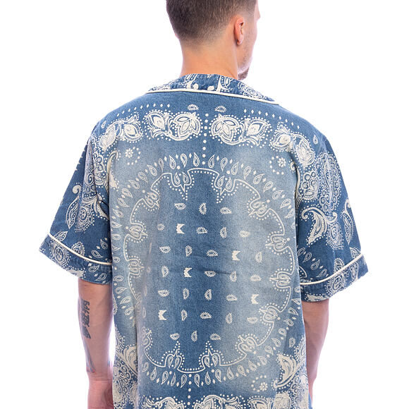 Trikot Karl Kani - Kani Paisley Denim Baseball Shirt - Blue