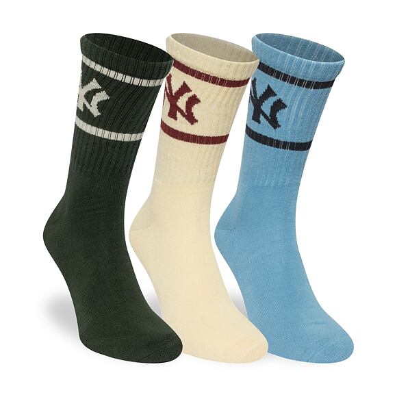 Socken New Era - MLB Crew Socks 3pk - NY Yankees - Green / Cream / Blue