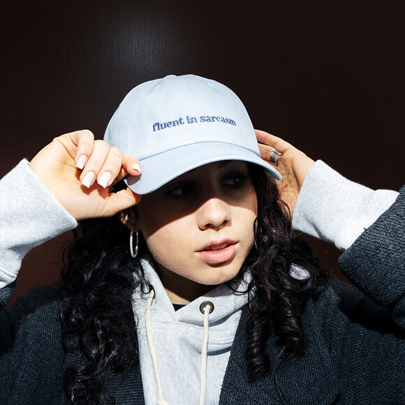 Kappe 8by8 - Dadcap - "fluent in sarcasm" - Baby Blue/Lavender